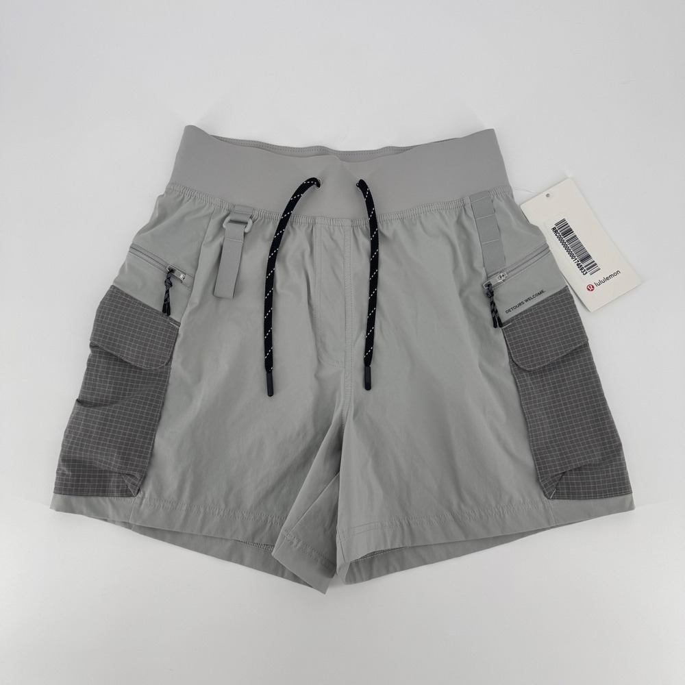 Lululemon Multi-Pocket Cargo HR Hiking Short 5" Seal Grey LW7CAJS Womens Size 6